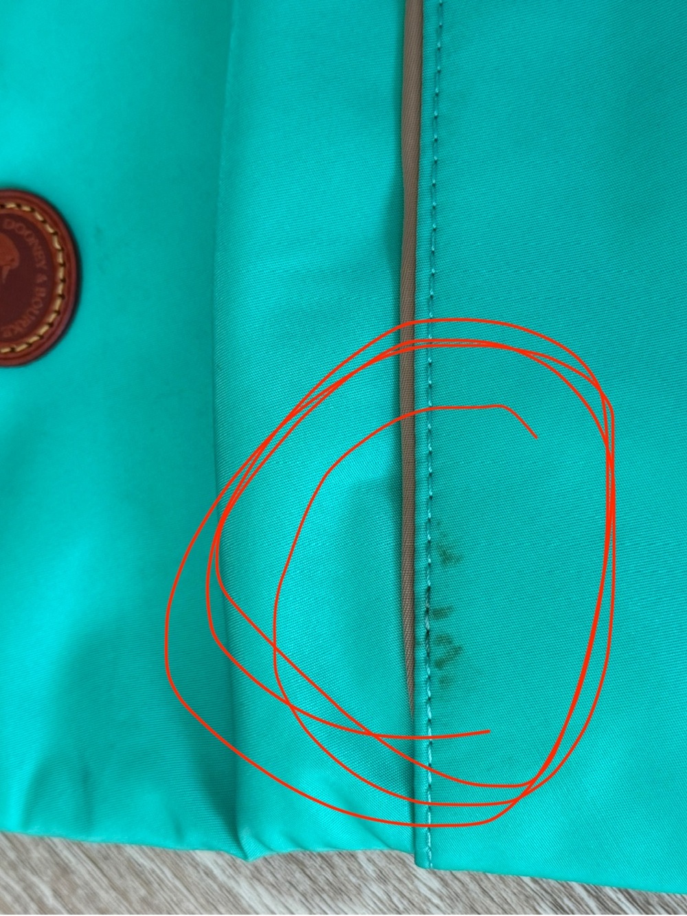 Dooney & Bourke Turquoise Wristlet with Brown Leather Trim - Picture 2 of 4